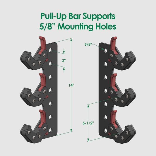 Pull-Up Bar Support - 5/8" Holes - Triple Level